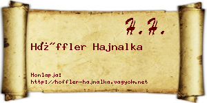 Höffler Hajnalka névjegykártya